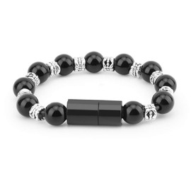 Charging Bracelets Cable Charger Cord Fashion Prayer Beads Wrist Line Black, Zinc Alloy