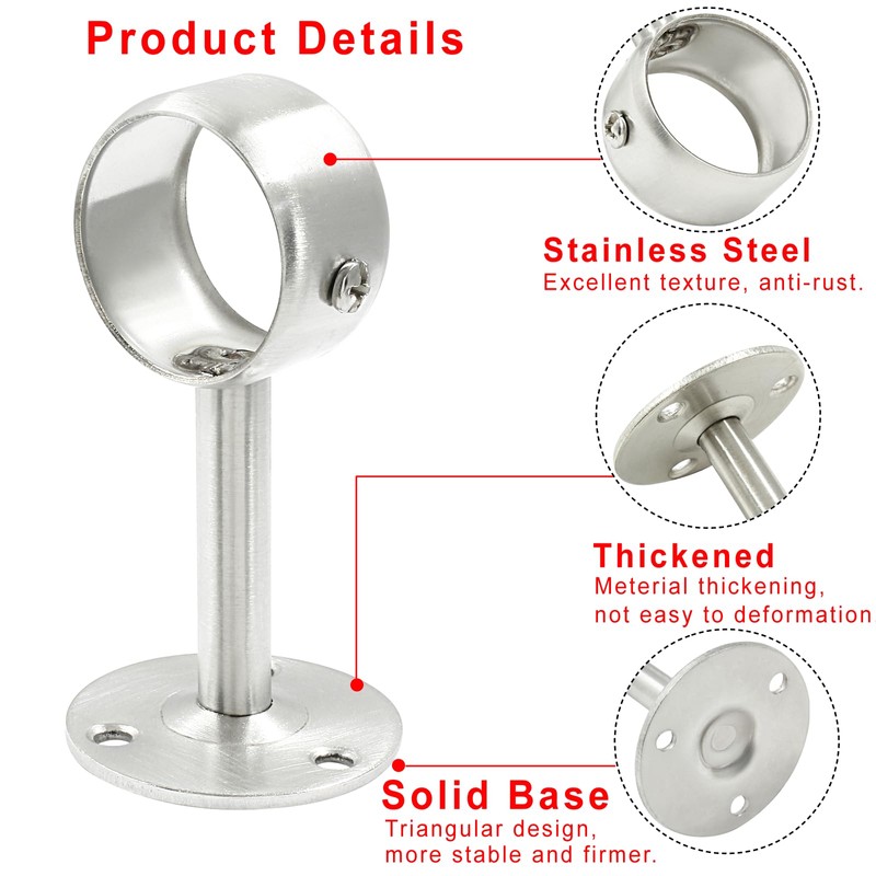 Biaungdo 4 Pcs 1-1/4 Inch Ceiling Curtain Rod Bracket, Heavy