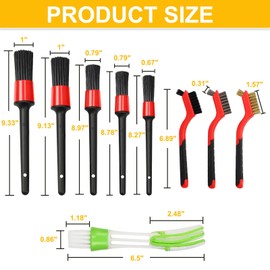 COLYUPO Car Detailing Brush Set 10 Pcs Auto Interior Cleaning Brushes Kit Vehicle Soft Dusting Brush Detail Tool for Air Vent Dashboard Engine Wheels