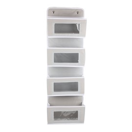 Over Door Organizer 4 Tiers Sturdy Widened Hook Nonwovens Widely Used Over Door Hanging Bags for Bathroom Office Dorm Grey