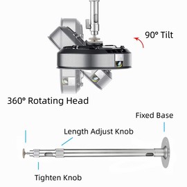 Boewill Universal Projector Wall Ceiling Mount Hanger Tripod Mount 360°Rotatable Head with Extendable Length 19.7 Inch to 35.4 Inch / 22 lbs Load Mounting Bracket (Silver)