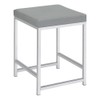 Pemberly Row Faux Leather Upholstered Square Cushion Vanity Stool Gray