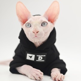 Hairless Cat Clothes Warm with Fleece Soft Winter Cat Apparel for Sphynx Cats, Devon Rex Cats,Cornish Cats (Medium)