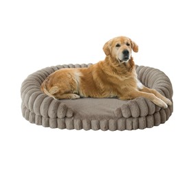 BALANCE Calming Dog Bed for Extra Large Dogs, 42 Inches Oval Washable XL Pet Bed with Sides, Orthopedic Pet Couch Sofa with Non-Slip Bottom, Oatmeal