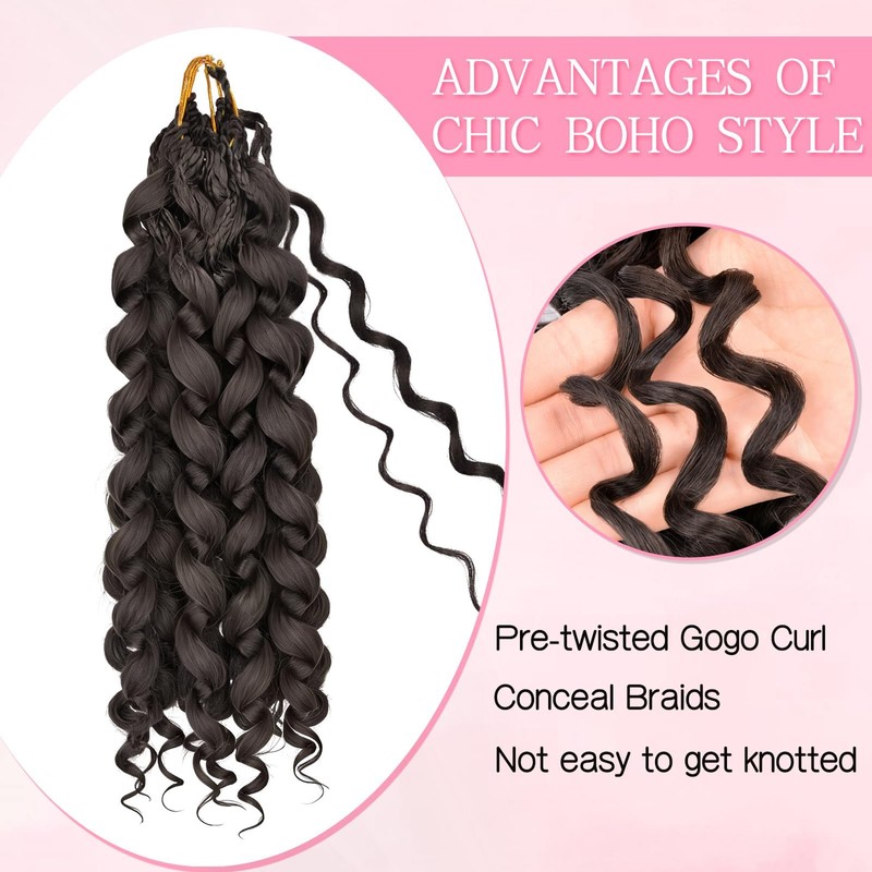 8 Packs Curly Crochet Hair,Boho GoGo Curl Crochet Hair for