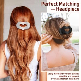 4 PCS Flat Hair Claw Clips for Women - Matte Heart Flat Hair Clips for women and Girls, Curved Design Strong Hold Duckbill Hair Clips for Thick & Thin Hair