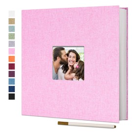 Vienrose Large Photo Album Self Adhesive for 4x6 8x10 Pictures Linen Scrapbook Album DIY 40 Blank Pages with A Metallic Pen