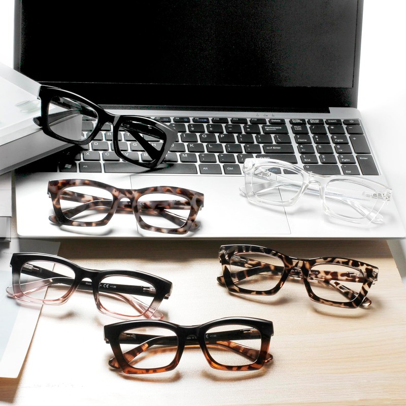 ZOECENT 6 Pack Oprah Style Reading Glasses for Women Blue