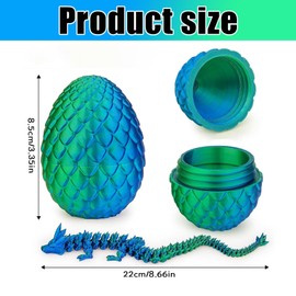 3D Printed Dragon, 3D Dragon 3D Printed Animals, Dragon Toy for Birthday Gifts Car Interior Decoration, Flexible Joints Dragon Home Desk Decor Desk (Bright Green with Dragon Egg)