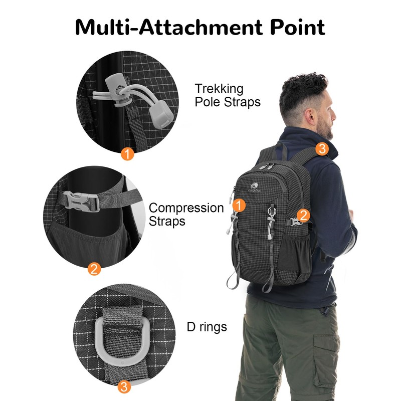 Outplea 20L Small Waterproof Hiking Backpack Men, Lightweight Small Travel