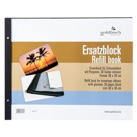 goldbuch 83077 Replacement Pad for Screw Album, 30 Black Pages with Glassine Dividers, Suitable for Photo Album with a Size of 39 x 31 cm, Refill Pack for Photo Albums