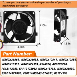 Upgraded WR60X26866 Refrigerator Evaporator Fan Motor (OEM), Compatible with ge Refrigerator, Replace V80E14MS2A3-57A611, WR60X10341, WR60X10356, WR60X10357, etc.