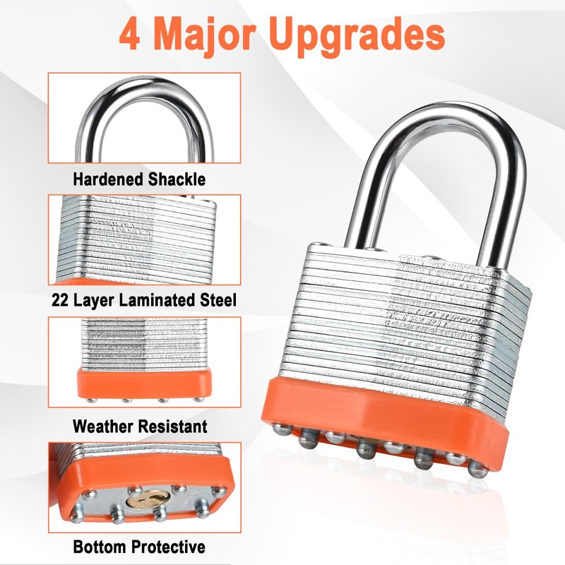 Locilot 12pcs Solid Keyed Alike Padlock with 24 Same Keys