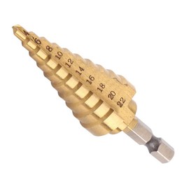 Fongmore 4-22mm HSS Titanium Coated Step Drill Bit High Speed Steel 1/4" Hex Shank Quick Change Cone Drill Bit Hole Cutter for Metal Plastic Wood