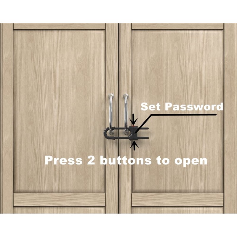 4 PACK Child Proof Sliding Cabinet Door Code Locks Baby