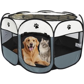 Fuori Shosha Pet Circle Folding Pet Fence Dog Circle Indoor Cat Circle Large Octagon Dog House Pet Circle Covered Outdoor Disaster Prevention Cat Dog Cage Dog Circle Folding Indoor Outdoor Camping
