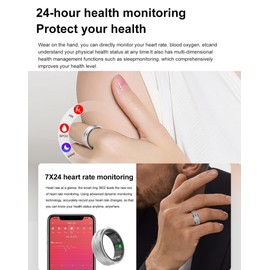 findtime Smart Ring for Men Ladies Smart Ring for Women Fitness Ring Fitness Tracker Waterproof Blood Oxygen Sleep Heart Rate Monitor Pedometer Step Counter ios Android Phones (Gold-A, T1/2/2.444in)