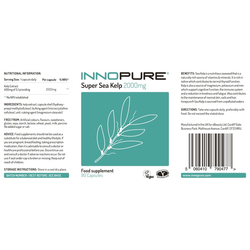 INNOPURE Sea Kelp Double Strength 2000mg - Vegan, Vegetarian Society