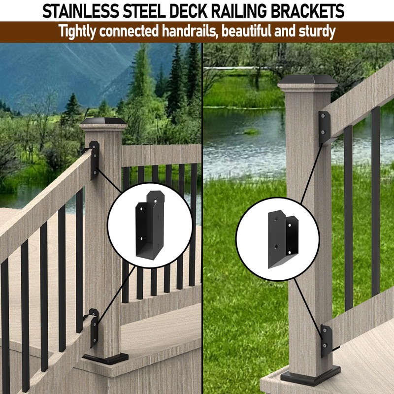 Prriszo 8 Pcs Deck Railing Bracket, 201 Stainless Steel 2