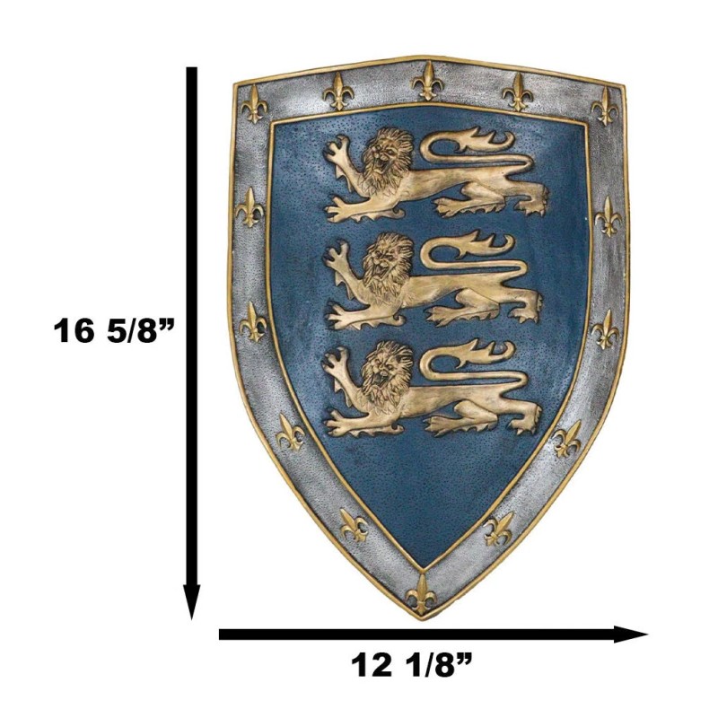Large Medieval Knight Royal Arms Of England Three Lions Shield