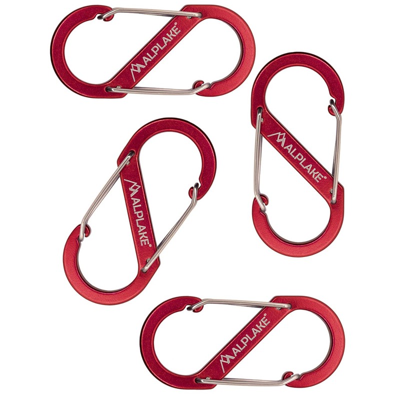 ALPLAKE ® - Pack of 4 Material Carabiners, Double Carabiner,