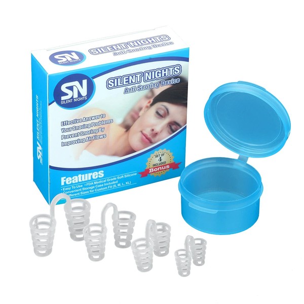 Best Anti Snoring Device - Stop Snore Solution - Sleep Better Aids - Anti-Snore Remedy Devices - 4 Nose Vents Nasal Dilator - Breathing Sleeping Relief