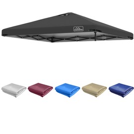 KAMPKEEPER Replacement Top Pop Up Canopy Tent Cover Roof with Air Vent and Adjustable Elastic Strap, Polyester UV Waterproof for Outdoor Garden Patio Sun Shade(Top Only) (Black, 10x10FT)