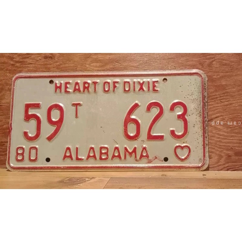 1980 ALABAMA License Plate Heart of Dixie antique vintage auto
