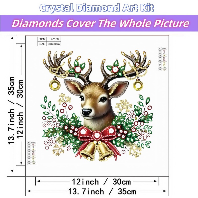 JYXSJYYD 5D DIY Christmas Diamond Art Kits for Adults, Moose