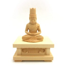 Kurita Good Buddha Statue [Nyorai] Cypress Wooden (Imesterated Realm) Dainichi Nyorai Sitting Statue 2.0 Size (Total Height 5.3 x Width 3.9 x Depth 3.1 inches (13.5 x 10 x 8 cm) with Square Base 5556