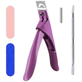 Nail Clippers Tip Cutters for Acrylic False Fake Gel,Professional Nail Art Manicure Tool with 10 Pcs Magnets,2 Pcs Rubbing Strips and 1 Pcs Steel Cone (Purplish red)