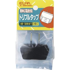 ELPA A-30H(BK) Triple Tap Outlet Power Strip 3