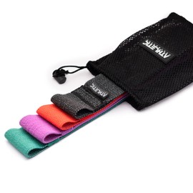 ATHLETIC AESTHETICS Premium Fitness Band Set [Fitness Bands Sets + Bag and Video Course] Mini Band Fitness Band Training Band Made of Fabric or Latex - Sports Bands Resistance Bands for Booty & Legs