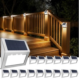 JSOT Solar Lights Perfect for Deck, Fence, Stair, Step Decor-Cool White-16P