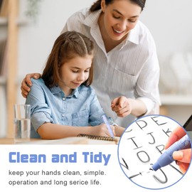 Retractable Erasers, Novelty Eraser Pen, Shaped 2 Pieces Press Mechanical Rubbers with 6 Refill Erasers for Children Students Blue Purple