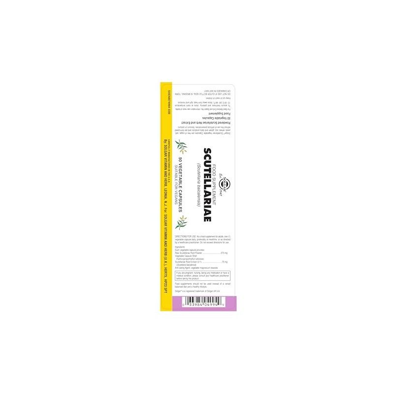 Solgar Scutellariae Vegetable Capsules - Pack of 50 - Fresh