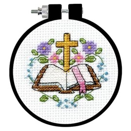 Design Works Crafts Inc. Cross & Bible Counted Cross Stitch Kit with Hoop