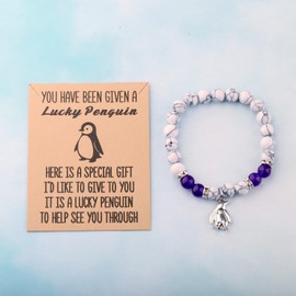 Good Luck Penguin Bracelet Penguin Lover Jewelry for Women Penguin Bead Bracelet (A Lucky Penguin bracelet ca)