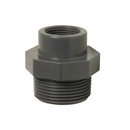 WeltenMarkt PVC-U Reducing Nipple 3/4" x 1/2" Male Thread x Female Thread - Threaded Nipple, High Pressure 10 Bar, Grey - Chemical Resistant, Corrosion-Free, Water Pipe, Irrigation, Industry and Pool