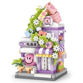 MEIEST 4 Packs Mini City Shop Street View Building Blocks Model Set,Simulation Architecture Collection Particle Construction Building Bricks Toy,Home Decor