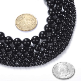 8mm Natural Black Onyx Gemstone Round Loose Beads Crystal Stone Bracelet Necklace Accessories Crafts for Jewelry Making DIY,1 Strand 15"