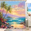 Mocsicka Beach Coastal Seaside Shower Curtain (Multicolor, 71x71 Inch)