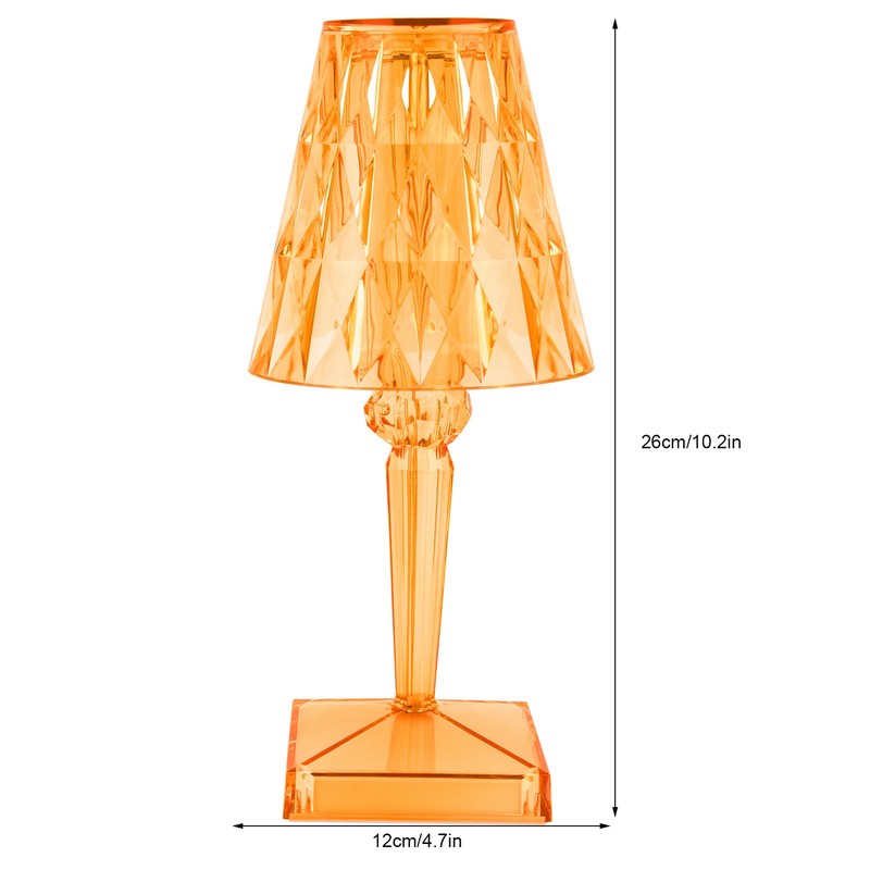 LED Crystal Table Lamp Transparent Prism Dimmable Desk Lamp USB