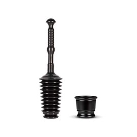 Master Plunger MP500-B3 Heavy Duty Bathroom Toilet Plunger Kit with Short Bucket/Caddy. Equipped with Air Release Valve, Black