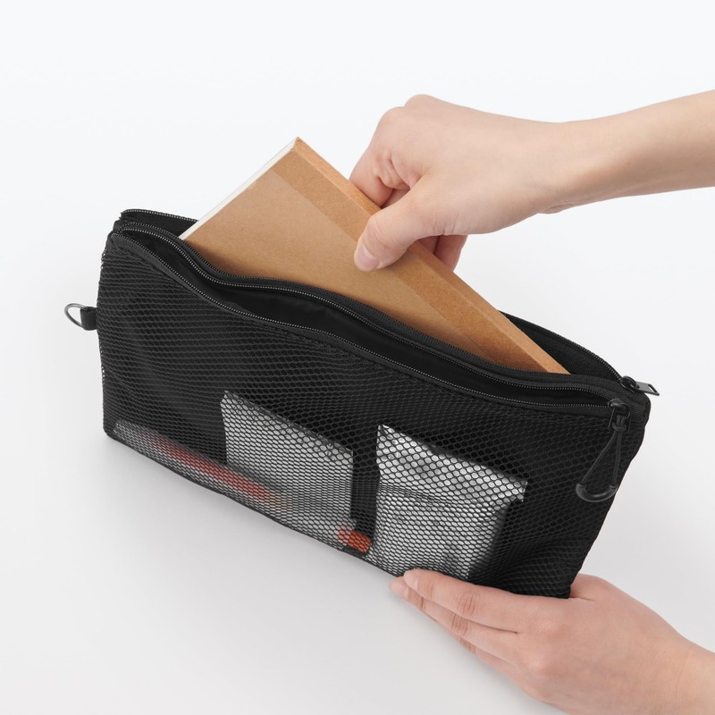 MUJI OHG89A3S Polyester Double Zipper Case Black L