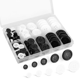 EZJIAYOU 160 Pcs (Black and White) Craft Buttons, 5 Sizes of Round Mixed Sewing Buttons, 4-Hole Resin Button, Suitable for for Coats, Shirts, Suits, Pants, Shorts and DIY Craft Projects