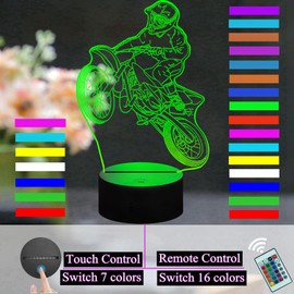 Laysinly Motorcyle Men Cool Sport Night Light Remote 16 Colors Touch dimming USB Charge Atmosphere Desk Lamp for boy 4 Mode Flash Smooth Home Decoration