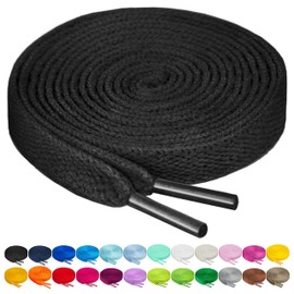 Birch Shoelaces in 27 Colors Flat 5/16" Shoe Laces in 4 Different Lengths (56" (142cm), Black)