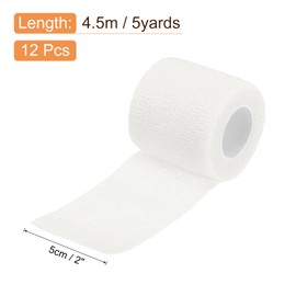uxcell 12 Rolls Adhesive Elastic Tape Elastic Bandage,2" x 5 Yards Sports Elastic Wrap Flexible Stretch Athletic Wrist Tape for Tennis Racquet Grip Sports Knee Ankle,White