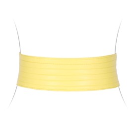 VONMELLI Women Wide Elastic Belts for Dresses Vintage Fashion Stretchy Leather Corset Belts Ladies Cinch Waistband Yellow Fit Waist Size 34"-37"